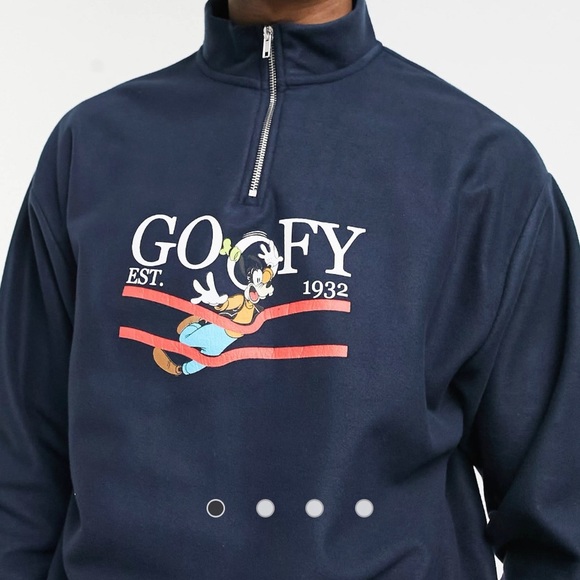 ASOS Other - oversized half zip sweatshirt in polar fleece with Disney Goofy print in navy M